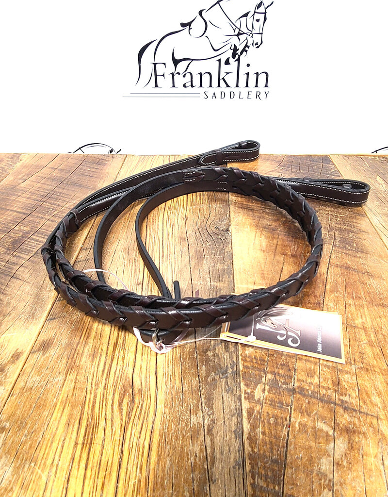 Jake Adams Equestrian Jake Adams Equestrian Raised Fancy Stitched Leather Laced Reins Australian Nut