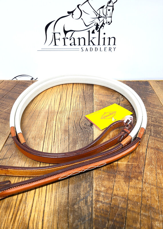 Edgewood Edgewood Fancy-Stitch Raised White Rubber Reins 5/8"