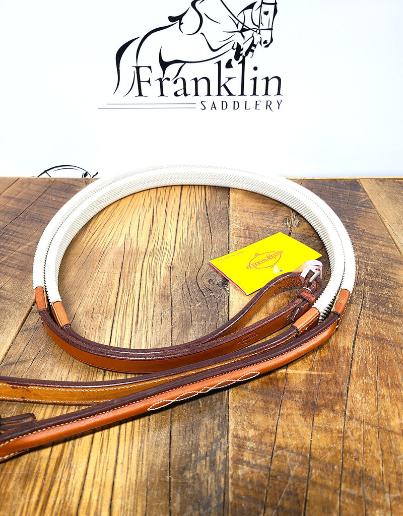 Edgewood Edgewood Fancy-Stitch Raised White Rubber Reins 5/8"