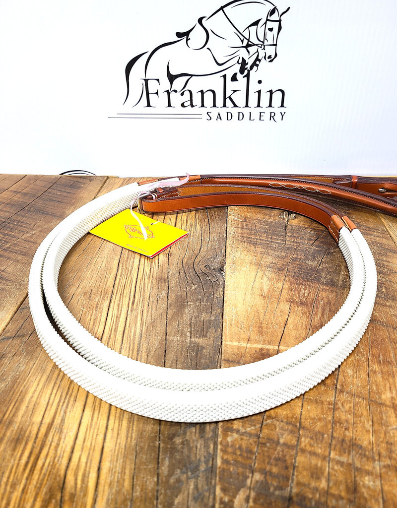 Edgewood Edgewood Fancy-Stitch Raised White Rubber Reins 5/8"