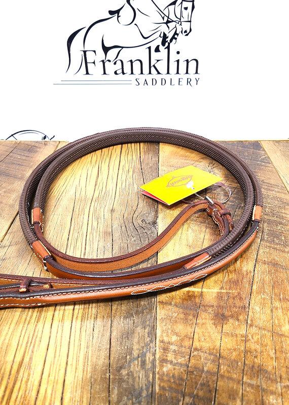 Edgewood Edgewood Fancy Stitched Brown Rubber Reins 1/2" Pony