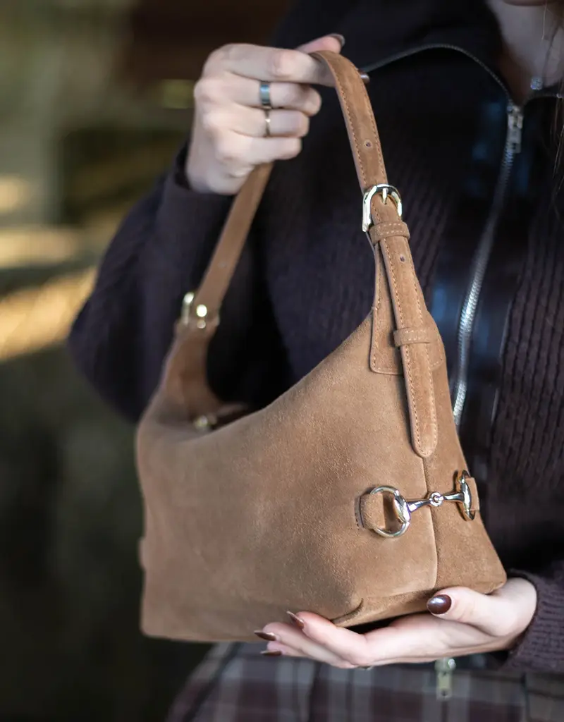 Tucker Tweed Equestrian Tucker Tweed Bethany Bit Bag Milk Chocolate Suede