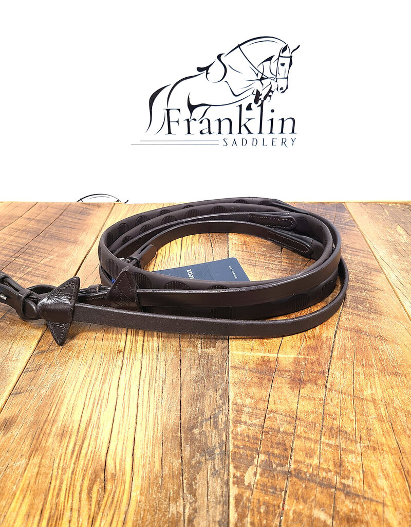 LeMieux LeMieux Magna Grip Rubber Reins Brown/Silver Full