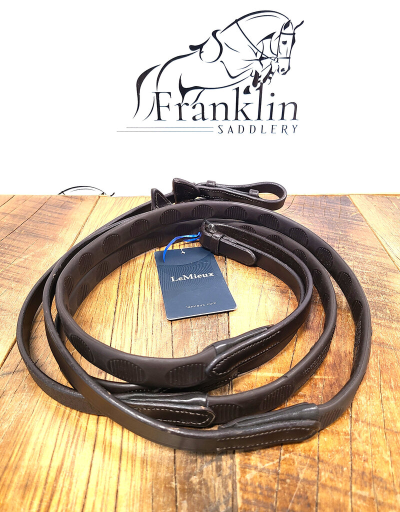 LeMieux LeMieux Magna Grip Rubber Reins Brown/Silver Full