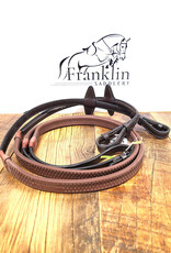 Jake Adams Equestrian Jake Adams Equestrian Raised Fancy Stitched Rubber Reins Australian Nut