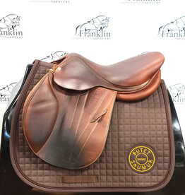 Used Butet L 17" Comfort Seat 2 Flap Standard Tree Gold Saddle Consignment #868