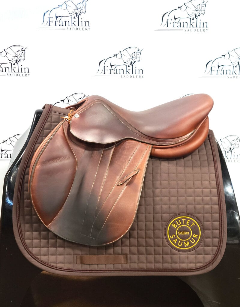Used Butet L 17" Comfort Seat 2 Flap Standard Tree Gold Saddle Consignment #868