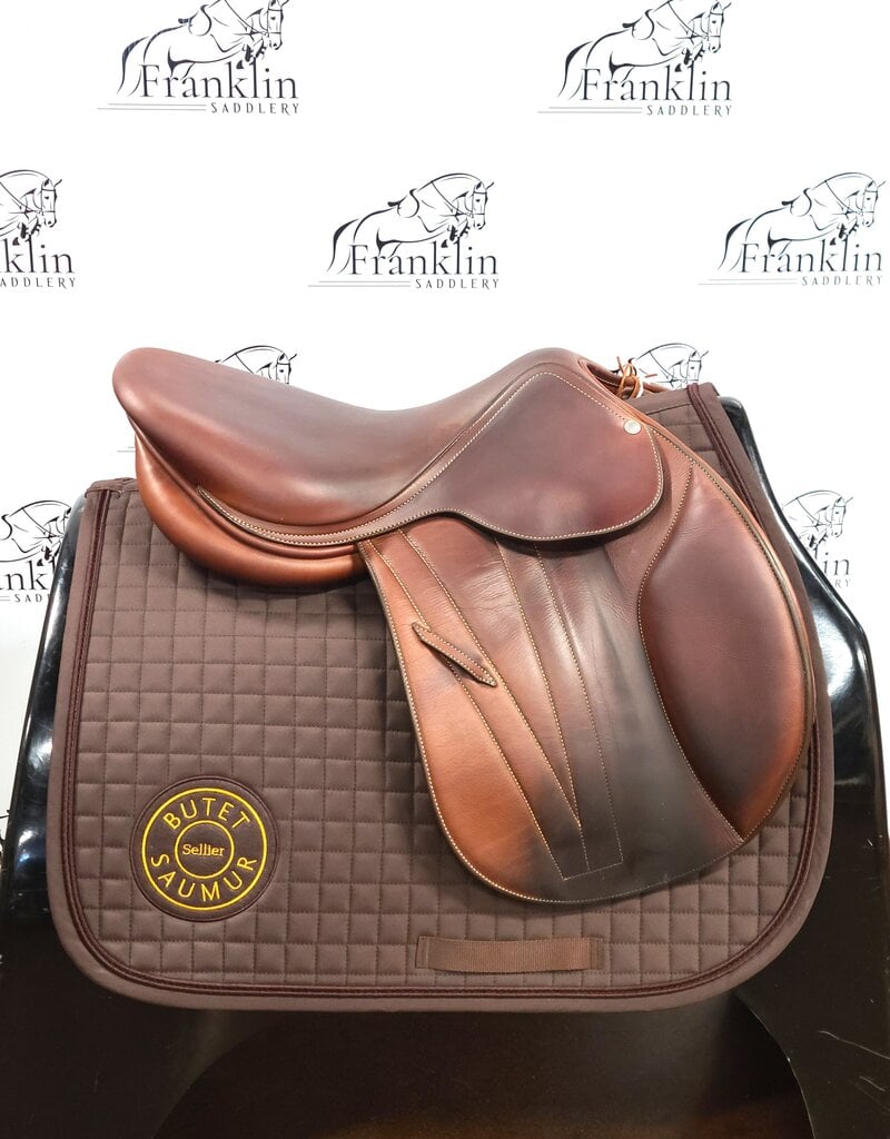 Used Butet L 17" Comfort Seat 2 Flap Standard Tree Gold Saddle Consignment #868