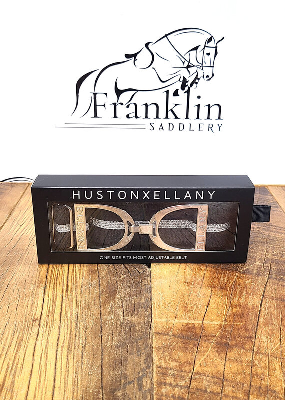 Ellany Equestrian Ellany 1.5" Silver Stirrup Elastic Belt Black and Silver