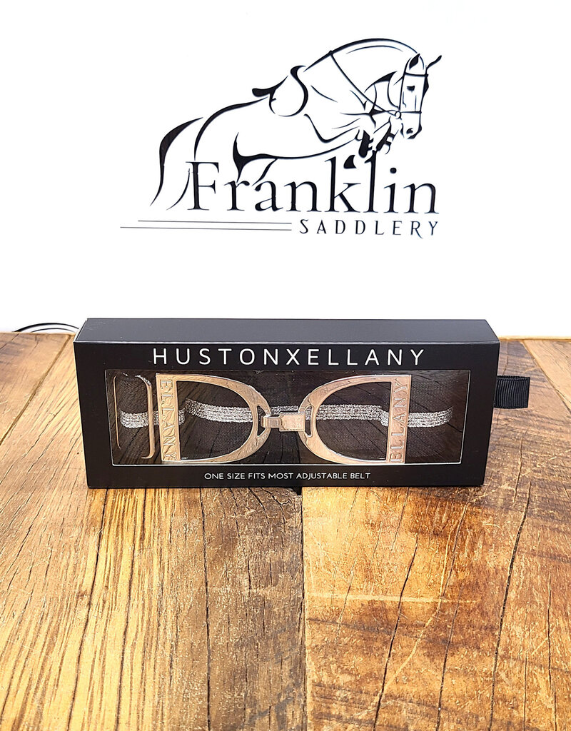 Ellany Equestrian Ellany 1.5" Silver Stirrup Elastic Belt Black and Silver