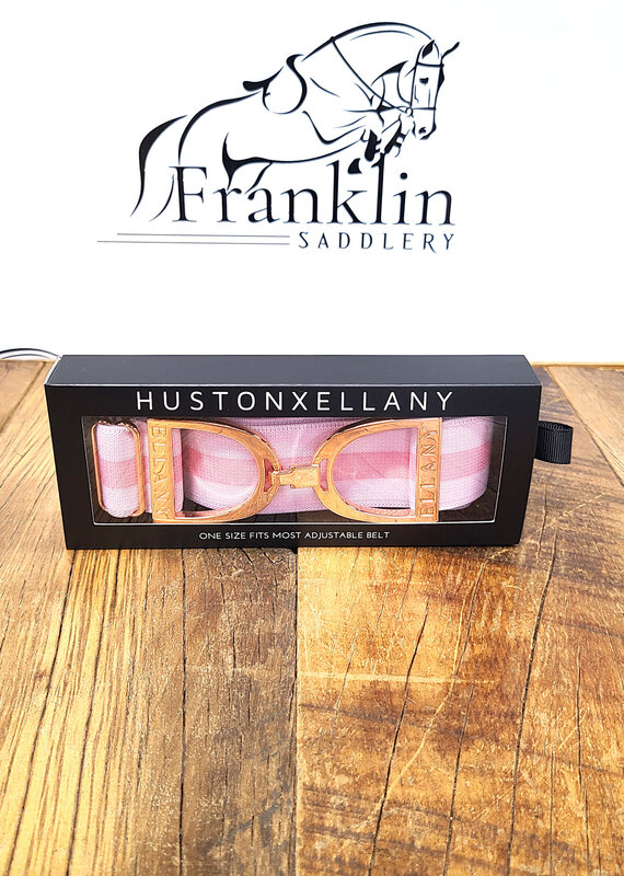 Ellany Equestrian Ellany 1.5" Rose Gold Stirrup Elastic Belt Madelyn (Pink Stripes)