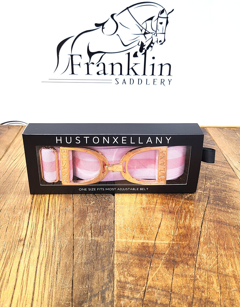 Ellany Equestrian Ellany 1.5" Rose Gold Stirrup Elastic Belt Madelyn (Pink Stripes)