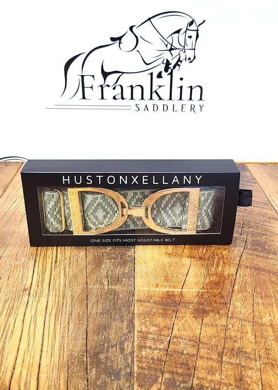 Ellany Equestrian Ellany 1.5" Gold Stirrup Elastic Belt Sage Ornata