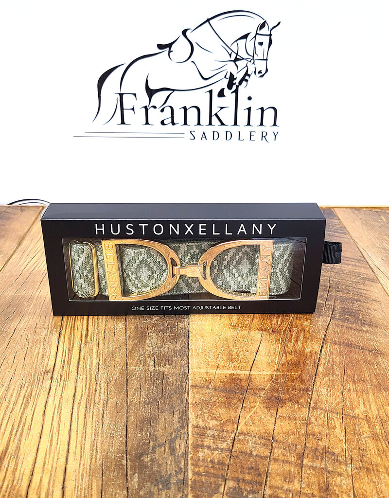 Ellany Equestrian Ellany 1.5" Gold Stirrup Elastic Belt Sage Ornata