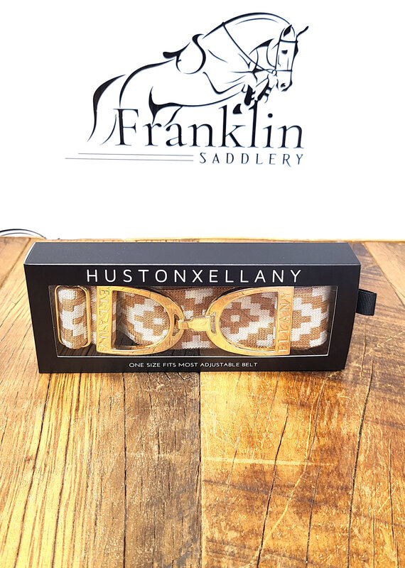 Ellany Equestrian Huston x Ellany 1.5" Gold Stirrup Elastic Belt Caramel Polo