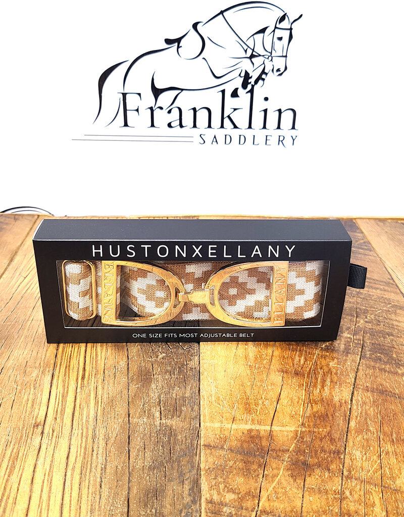 Ellany Equestrian Huston x Ellany 1.5" Gold Stirrup Elastic Belt Caramel Polo