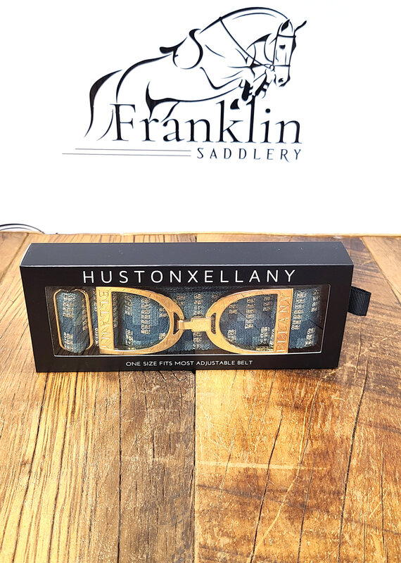 Ellany Equestrian Ellany 1.5" Gold Stirrup Elastic Belt Teal Lyndon