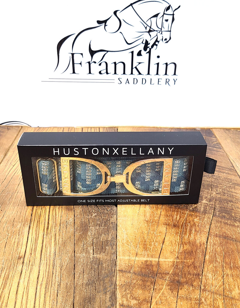 Ellany Equestrian Ellany 1.5" Gold Stirrup Elastic Belt Teal Lyndon
