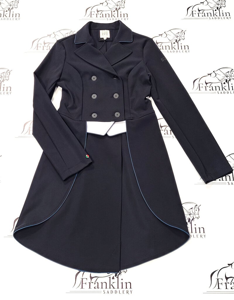 For Horses For Horses Women's Jenni Custom Tailcoat Black/Silver with Blue Piping XS