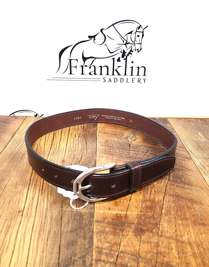 Tory Leather Tory 1 1/4" Silver Stirrup Belt Havana