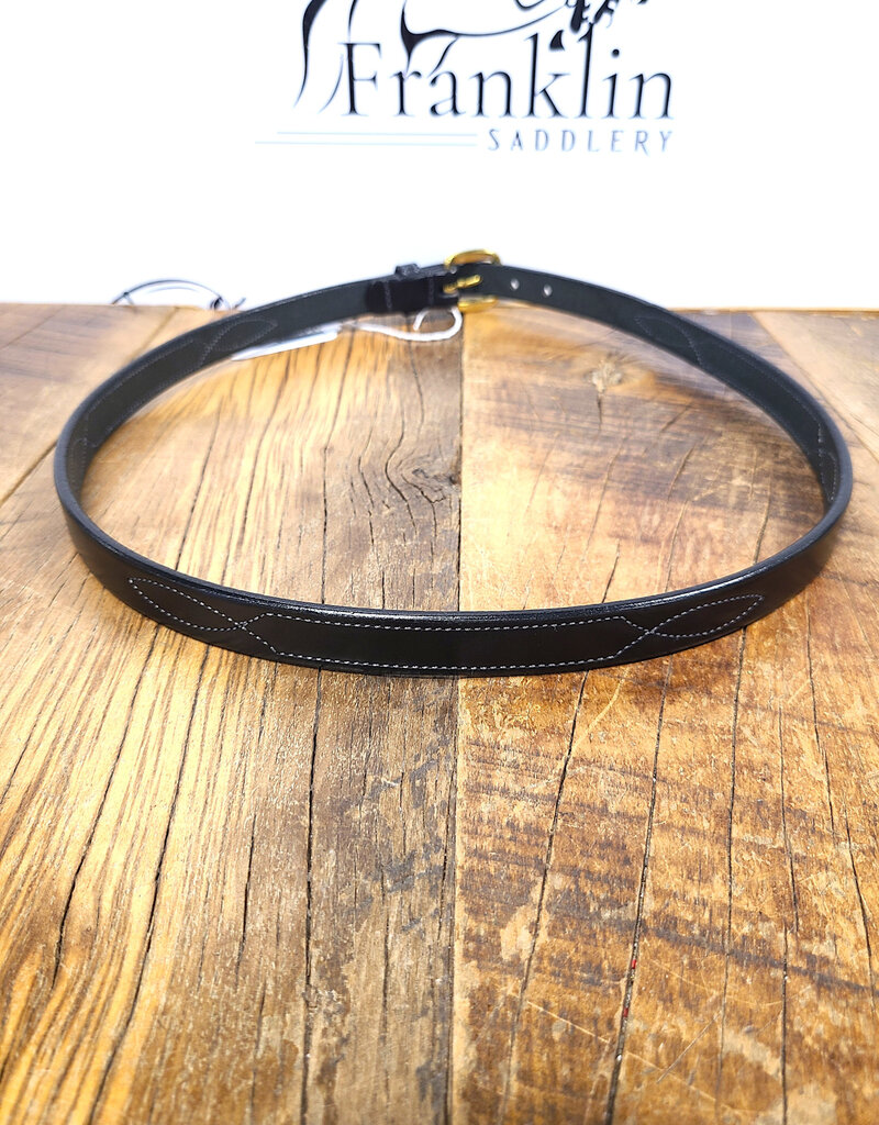 Tory Leather Tory Leather 3/4" Stitched Pattern Belt Black w Brass Buckle