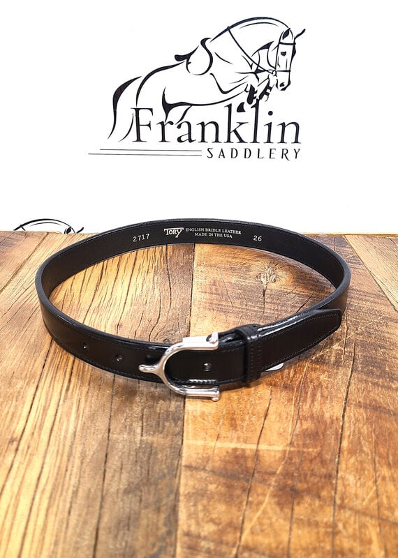 Tory Leather Tory Leather 1" Stitched Belt With Silver Spur Buckle Black
