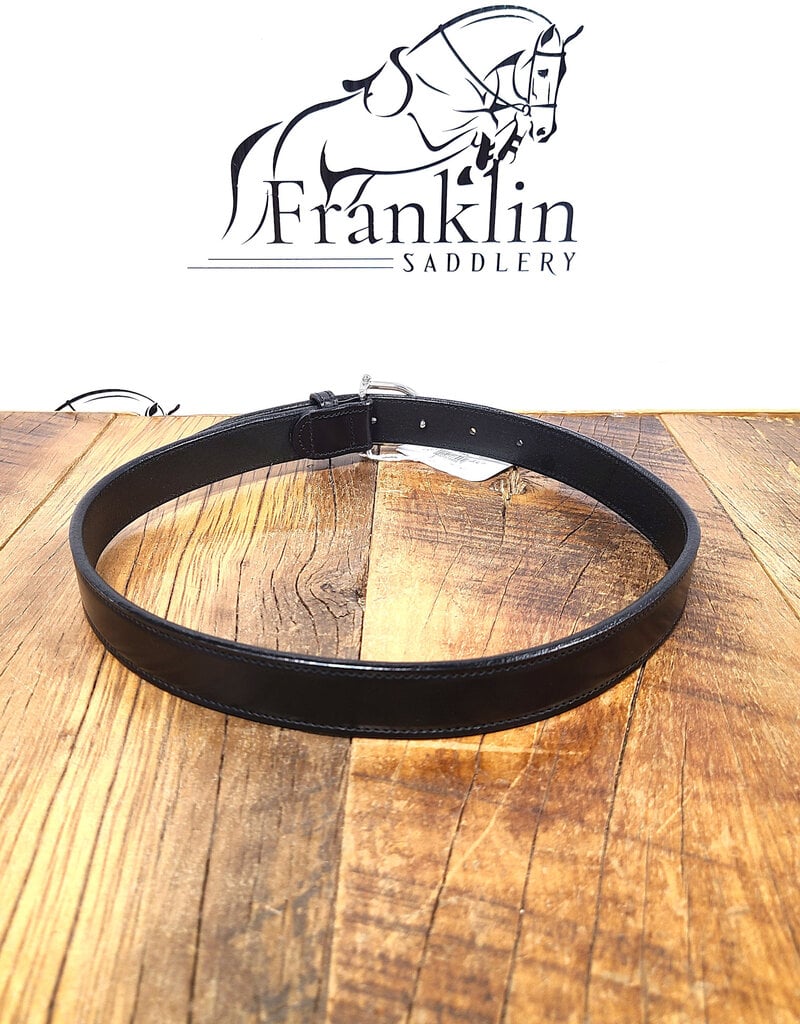 Tory Leather Tory Leather 1" Stitched Belt With Silver Spur Buckle Black
