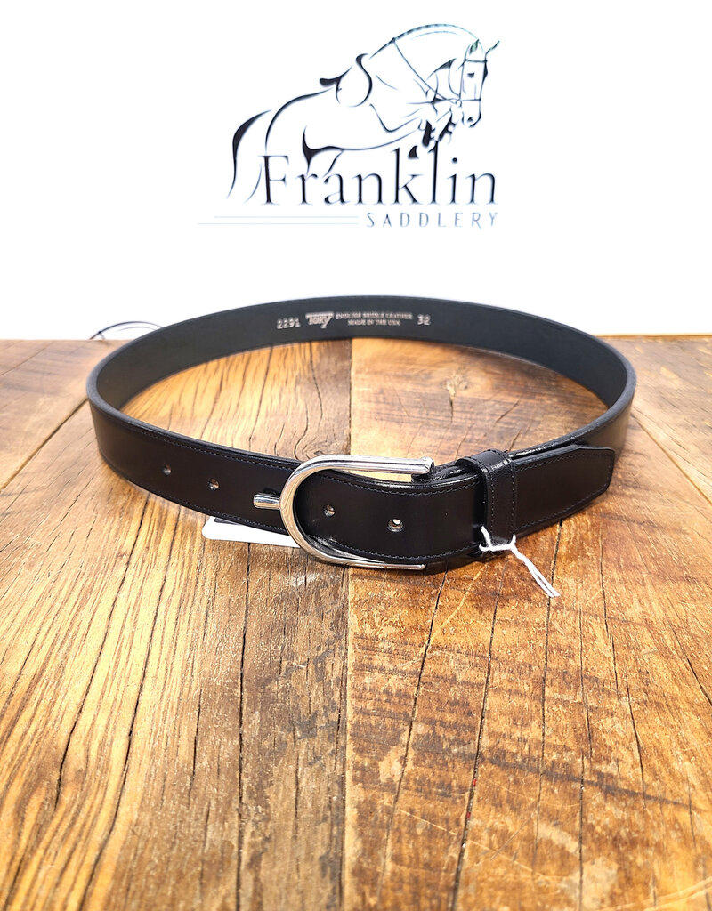 Tory Leather Tory 1 1/4" Silver Spur Belt Black
