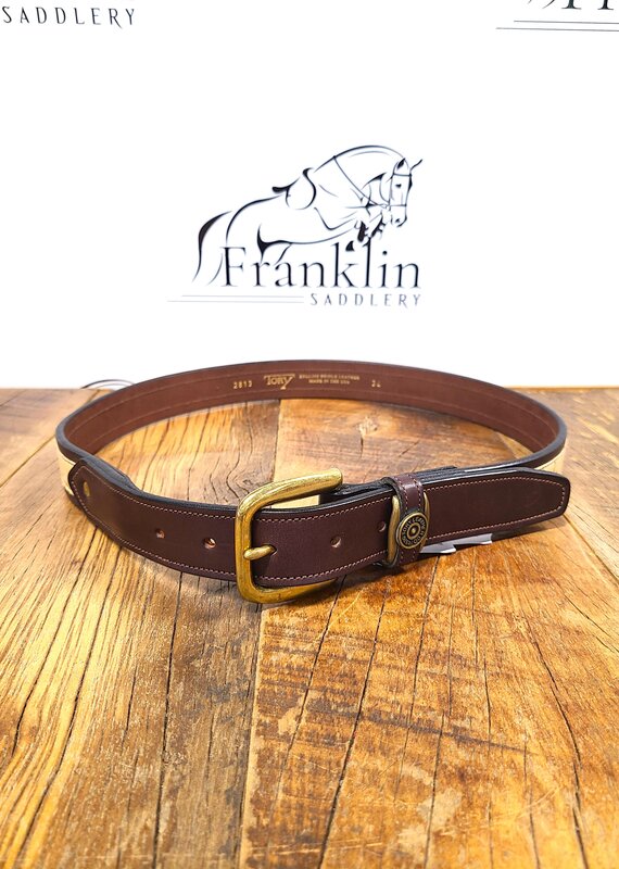 Tory Leather Tory 1 1/4" Leather and Cork Belt Havana
