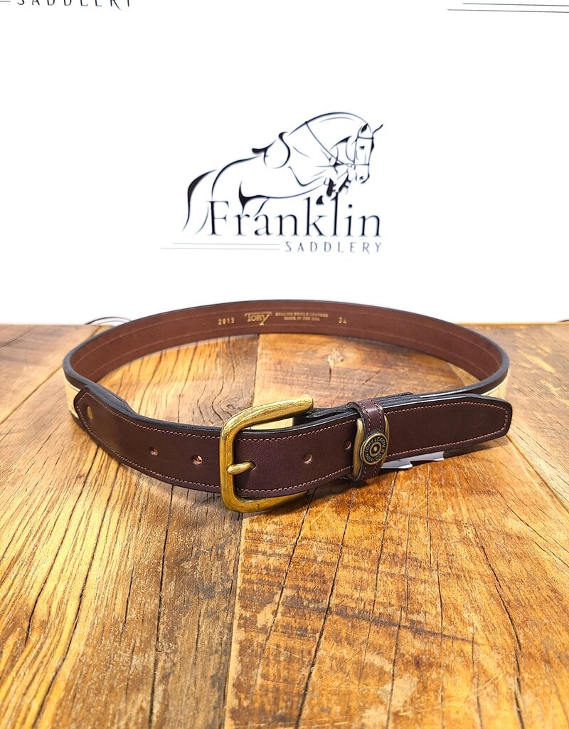Tory Leather Tory 1 1/4" Leather and Cork Belt Havana