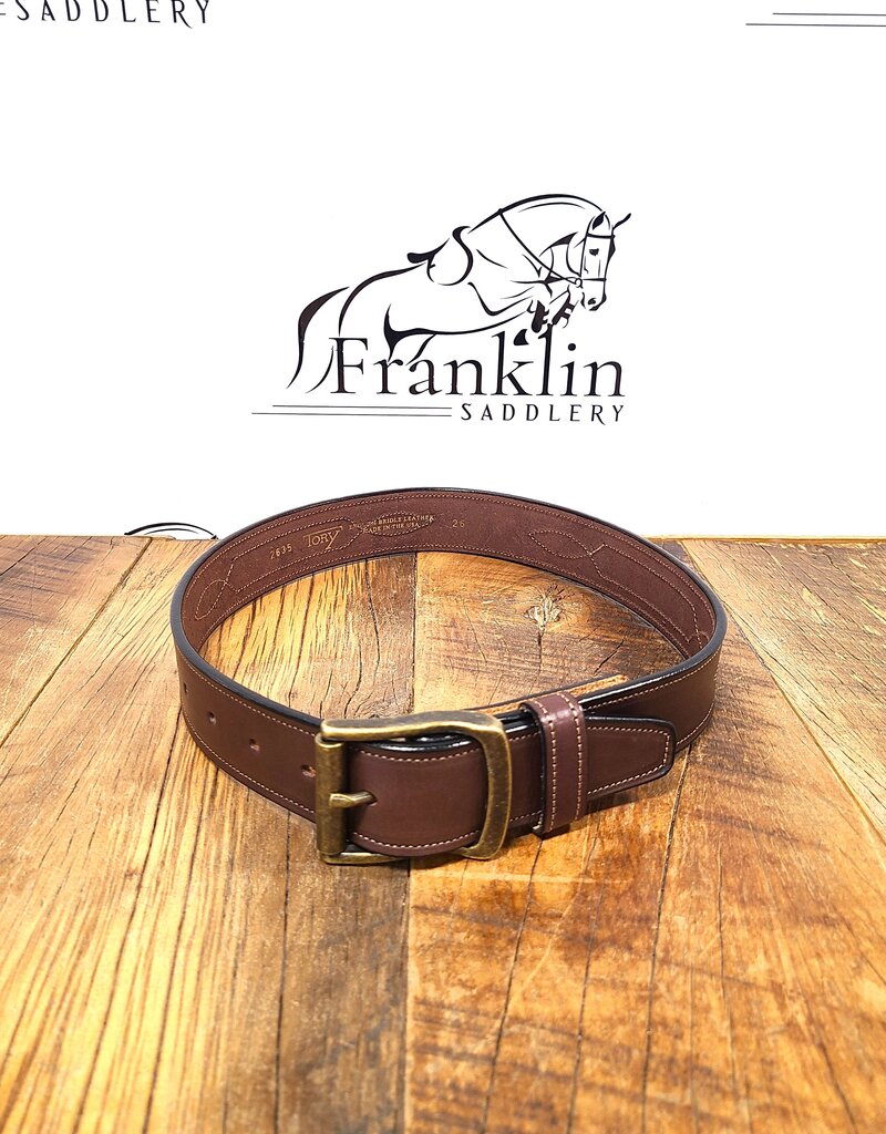 Tory Leather Tory 1 1/2" Repeated Stitch Leather Belt Havana