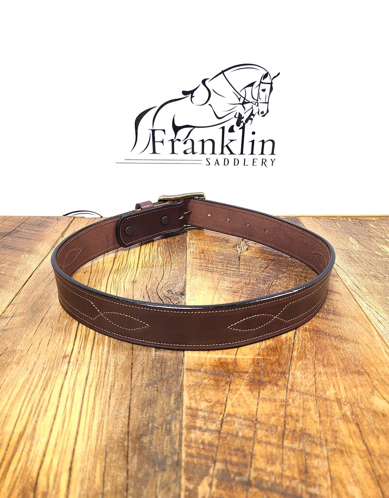 Tory Leather Tory 1 1/2" Repeated Stitch Leather Belt Havana