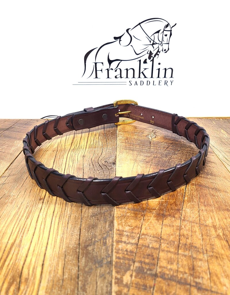 Tory Leather Tory 1 1/4" Laced Leather Belt Havana