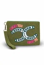 Tucker Tweed Equestrian Tucker Tweed Large Beaded Pouch Lucky You, Lucky Me