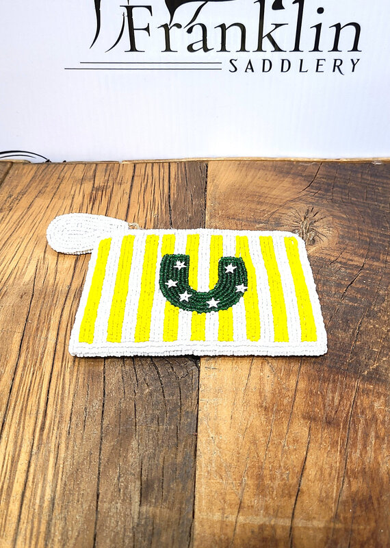 Tucker Tweed Equestrian Tucker Tweed Small Beaded Pouch Horseshoe Stripe