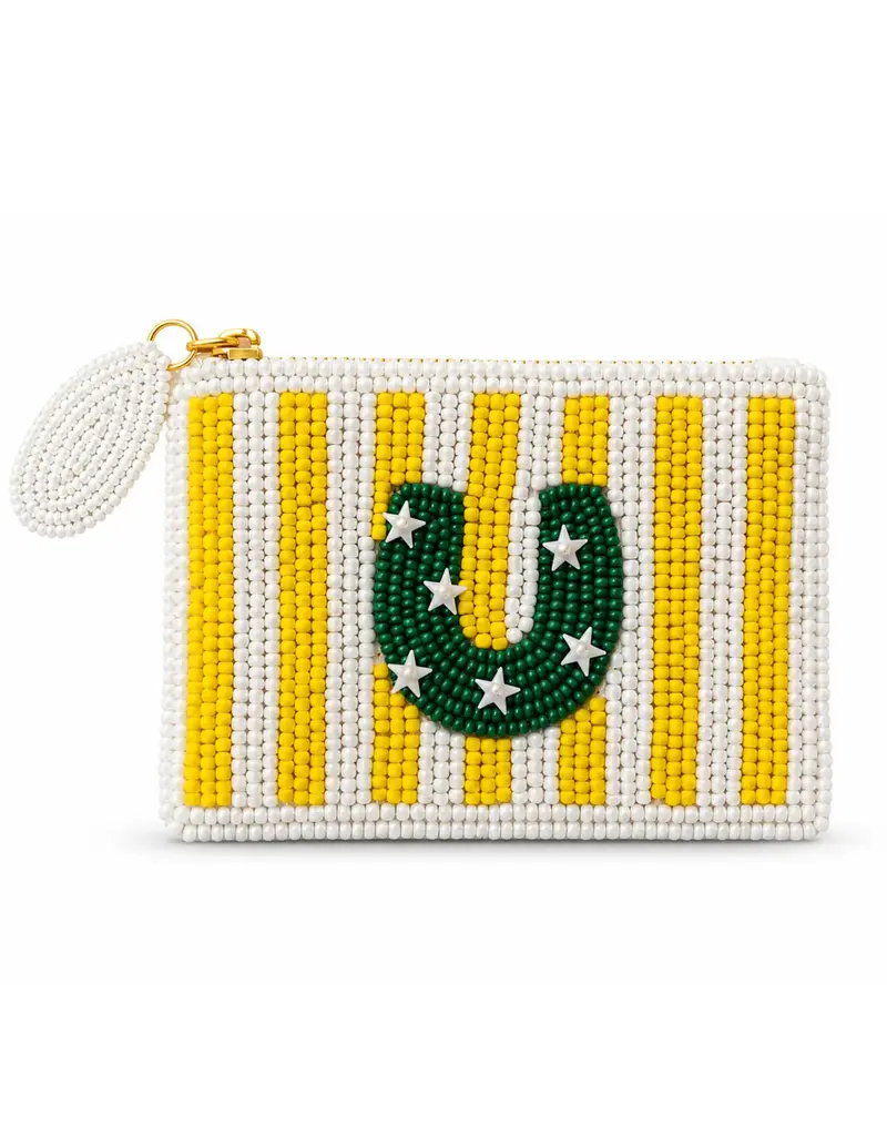 Tucker Tweed Equestrian Tucker Tweed Small Beaded Pouch Horseshoe Stripe