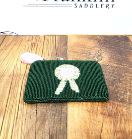 Tucker Tweed Equestrian Tucker Tweed Small Beaded Pouch Green Ribbon