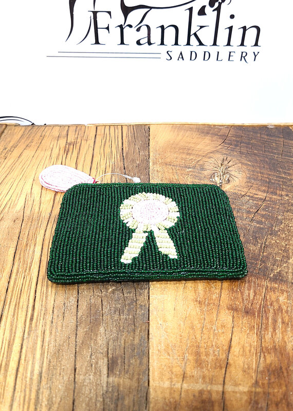 Tucker Tweed Equestrian Tucker Tweed Small Beaded Pouch Green Ribbon
