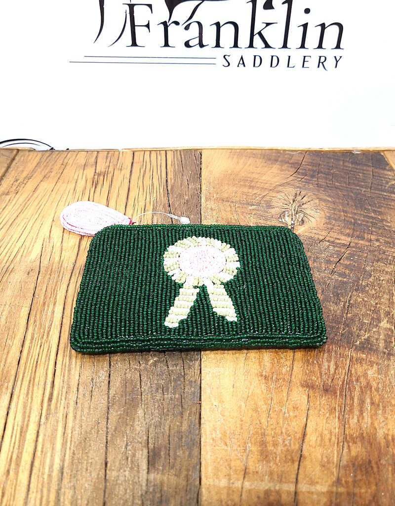 Tucker Tweed Equestrian Tucker Tweed Small Beaded Pouch Green Ribbon