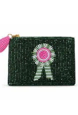 Tucker Tweed Equestrian Tucker Tweed Small Beaded Pouch Green Ribbon