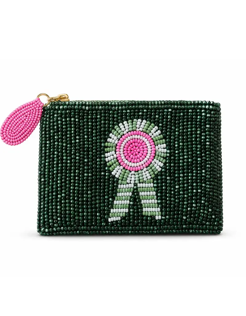 Tucker Tweed Equestrian Tucker Tweed Small Beaded Pouch Green Ribbon