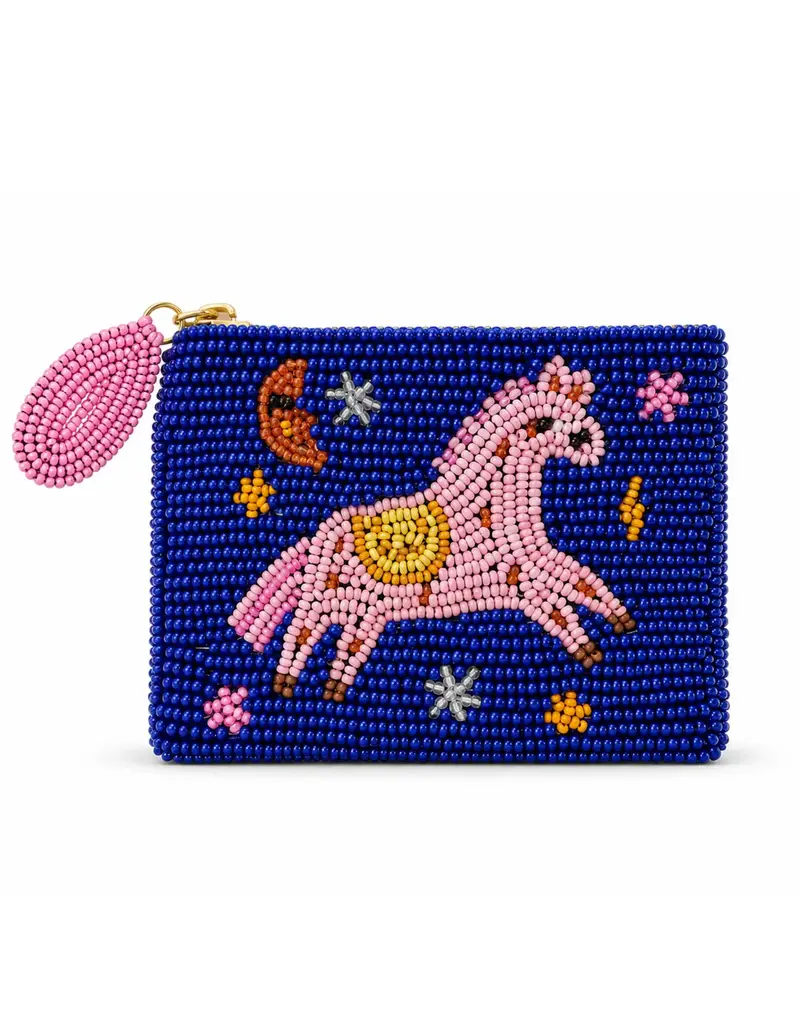 Tucker Tweed Equestrian Tucker Tweed Small Beaded Pouch Pink Pony