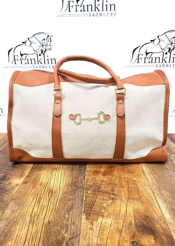 Westrian Westrian Faux Leather Canvas Snaffle Bit Duffel Handbag
