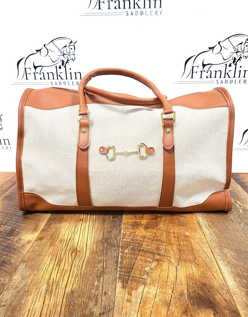 Westrian Westrian Faux Leather Canvas Snaffle Bit Duffel Handbag