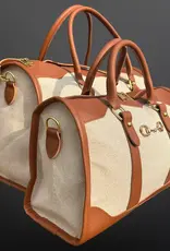 Westrian Westrian Faux Leather Canvas Snaffle Bit Duffel Handbag