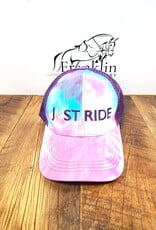 Just Ride Mesh Back Ponytail High Bun Ball Cap Purple Tie-Dye