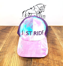 Just Ride Mesh Back Ponytail High Bun Ball Cap Purple Tie-Dye