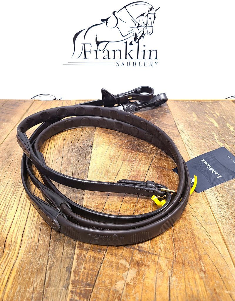 LeMieux LeMieux Magna Grip Rubber Reins Brown/Brass