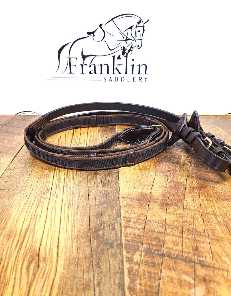 LeMieux LeMieux Rubber Grip Continental Reins Havana/Brass Full