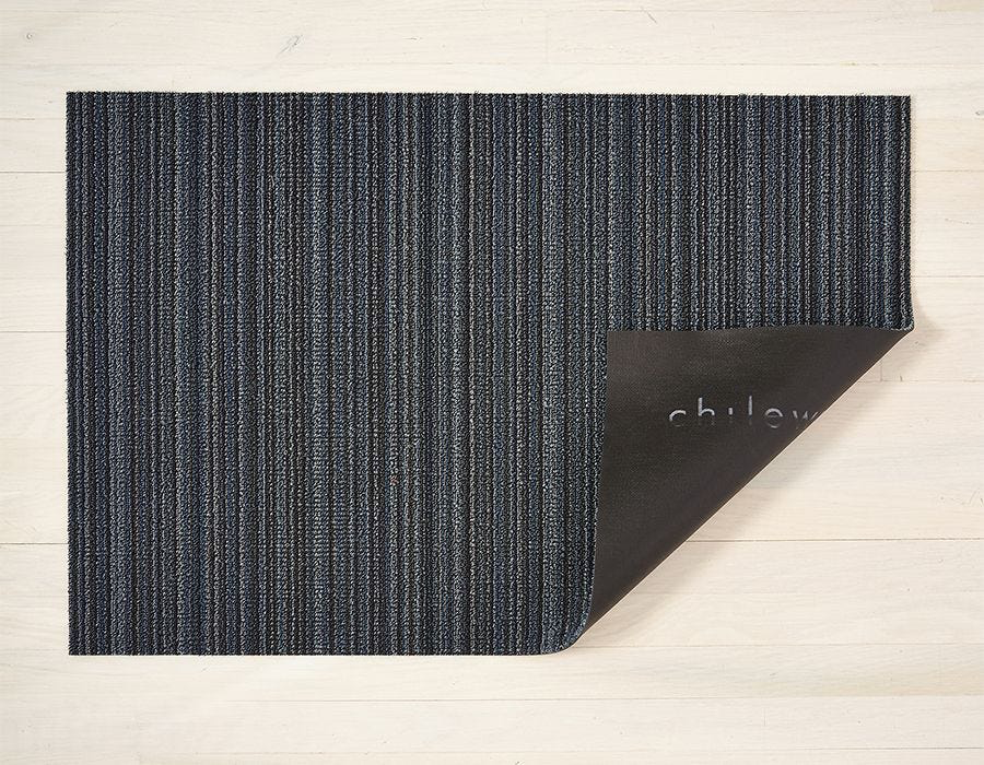 Chilewich Skinny Stripe Shag Doormat- Blue 18” x 28”